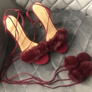 Strapped up plush heels